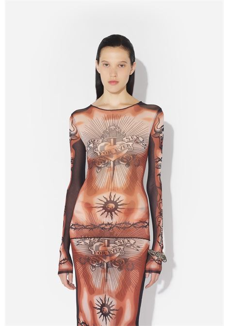 crew neck top donna nude marrone e nero JEAN PAUL GAULTIER | 26/01-W-TO456-M026P636000